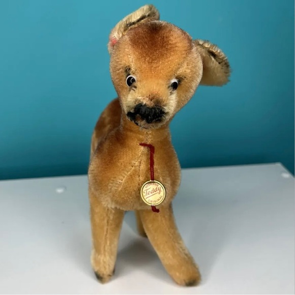 Vintage Hermann Mohair Deer Doe 9" Golden Brown Excellent Rare Collectible - Picture 5 of 8